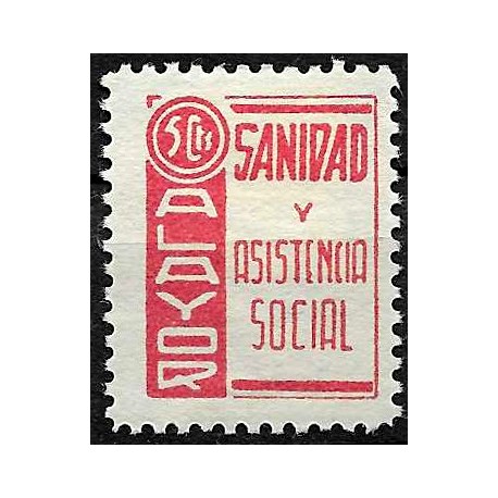 Viñeta. Alayor. Sanidad y Asistencia Social. 5 Céntimos (Nuevo, con señal de fijasellos)