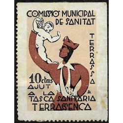 Viñeta. Comissió Municipal de Sanitat. Terrassa. 10 Céntimos (Usado)