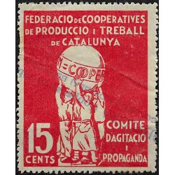 Viñeta. Federació de Cooperatives de Producció i Treball de Catalunya. 15 Céntimos (Usado)