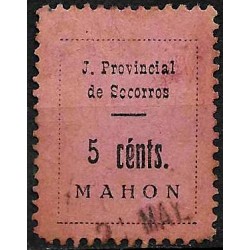 Viñeta. Junta Provincial de Socorros. Mahón. 5 Céntimos (Usado)