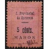 Viñeta. Junta Provincial de Socorros. Mahón. 5 Céntimos (Usado)
