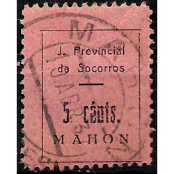 Viñeta. Junta Provincial de Socorros. Mahón. 5 Céntimos (Usado)