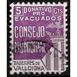 Viñeta. Tabernes de Valldigna. Pro Evacuados. 5 Céntimos (Usado)