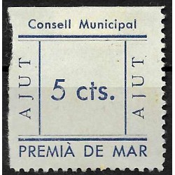 Viñeta. Consell Municipal Premià de Mar. Ajut. 5 Céntimos (Nuevo, con señal de fijasellos)