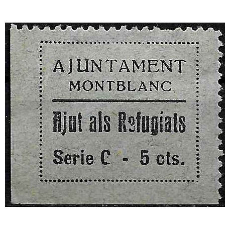 Viñeta. Ajuntament de Montblanc. Ajut als Refugiats. 5 Céntimos (Nuevo, con señal de fijasellos)
