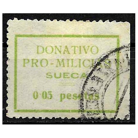 Viñeta. Donativo Pro-Milicias. Sueca. 0,05 Pesetas (Usado)