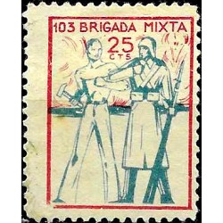 Viñeta. 103 Brigada Mixta. 25 Céntimos (Nuevo, con señal de fijasellos)