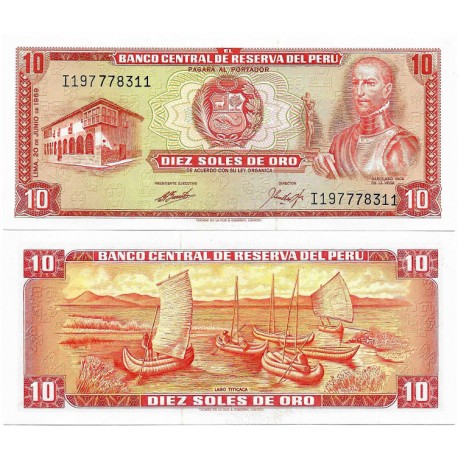 (100a) Perú. 1969. 10 Soles de Oro (SC)