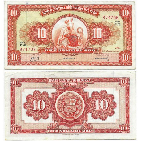 (84a) Perú. 1968. 10 Soles de Oro (MBC-)