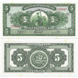 (83a) Perú. 1966. 5 Soles de Oro (SC) Leves Manchas