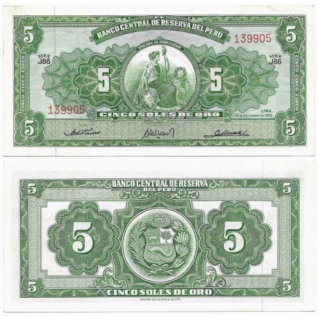 (83a) Perú. 1963. 5 Soles de Oro (SC-)