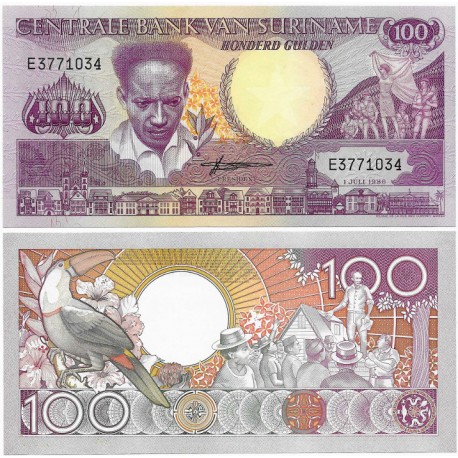 (133a) Surinam. 1986. 100 Gulden (SC)