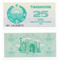 (65) Uzbekistán. 1992. 25 Som (SC)