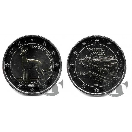 Malta. 2026. 2 Euro y 2 Euro (SC) Sabueso Faraón y Valletta