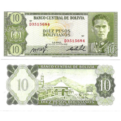 (154a) Bolivia. 1962. 10 Pesos (SC)