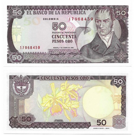 (425b) Colombia. 1986. 50 Pesos Oro (SC)