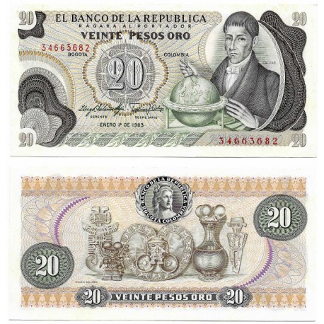 (409d) Colombia. 1983. 20 Pesos Oro (SC)