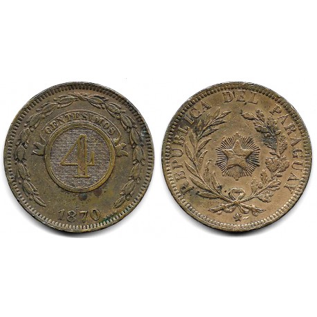 (4.1) Paraguay. 1870. 4 Centesimos (BC+)