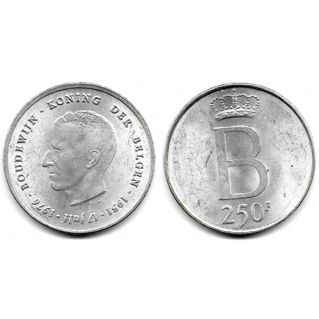 (158.1) Bélgica. 1976. 250 Francs (EBC+) (Plata)