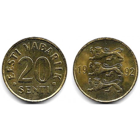 (23) Estonia. 1992. 20 Senti (SC)