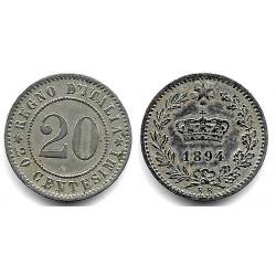 (28.1) Italia. 1894. 20 Centesimi (MBC)