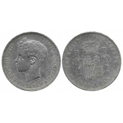 Alfonso XIII. 1898*(18-98). 5 Pesetas (MBC/MBC-) (Plata) Ceca de Madrid SG-V