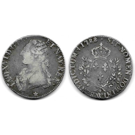 (564.16) Francia. 1788W. 5 Ecu (BC/BC+) (Plata)