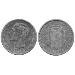 Alfonso XII. 1881*(-----). 5 Pesetas (BC-/BC) (Plata) Ceca de Madrid MS-M