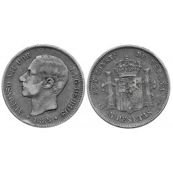 Alfonso XII. 1885*(-----). 5 Pesetas (BC) (Plata) Ceca de Madrid MS-M