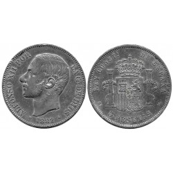 Alfonso XII. 1882*(18-82). 5 Pesetas (BC) (Plata) Ceca de Madrid MS-M
