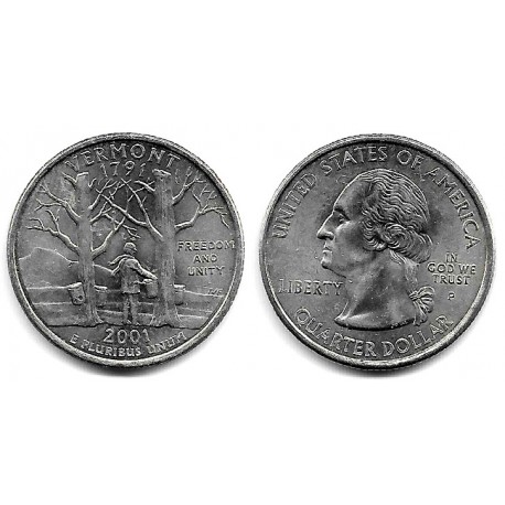 (321) Estados Unidos de América. 2001(P). Quarter Dollar (SC) Vermont