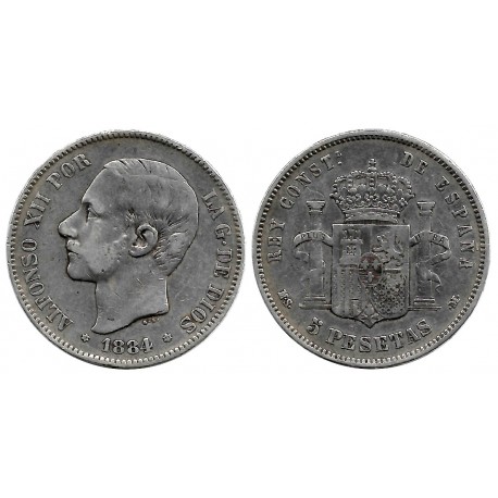 Alfonso XII. 1884*(18-84). 5 Pesetas (BC) (Plata) Ceca de Madrid MS-M