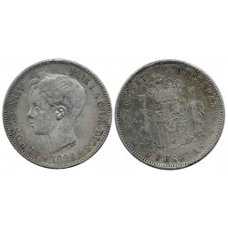 Alfonso XIII. 1898*(18-98). 5 Pesetas (BC) (Plata) Ceca de Madrid SG-V