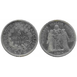 (820.1) Francia. 1873A. 5 Francs (BC) (Plata)