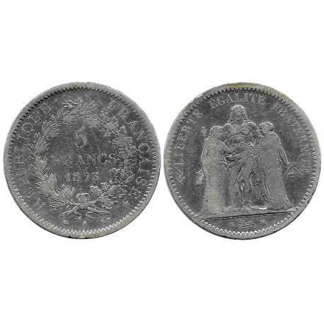 (820.1) Francia. 1873A. 5 Francs (BC) (Plata)