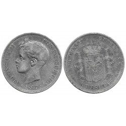 Alfonso XIII. 1897*(18-97). 5 Pesetas (BC/BC+) (Plata) Ceca de Madrid SG-V