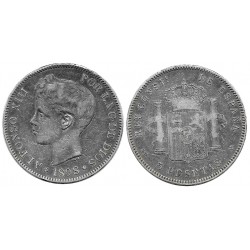 Alfonso XIII. 1898*(18-98). 5 Pesetas (BC) (Plata) Ceca de Madrid SG-V