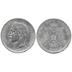 (799.2) Francia. 1868Bb. 5 Francs (MBC-) (Plata)
