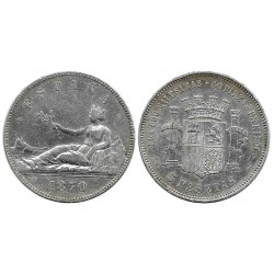 Gobierno Provisional. 1870*(18-70). 5 Pesetas (BC/BC+) (Plata) Ceca de Madrid SN-M