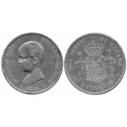Alfonso XIII. 1888*(18-88). 5 Pesetas (BC+/BC) (Plata) Ceca de Madrid MP-M