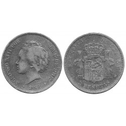 Alfonso XIII. 1892*(-----). 5 Pesetas (BC) (Plata) Ceca de Madrid PG-M