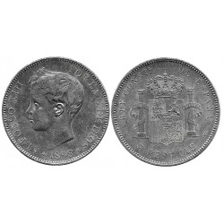 Alfonso XIII. 1898*(18-98). 5 Pesetas (EBC/EBC+) (Plata) Ceca de Madrid SG-V