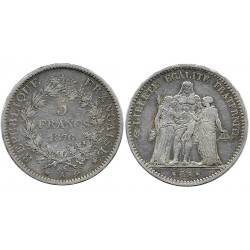 (820.1) Francia. 1876A. 5 Francs (BC) (Plata)