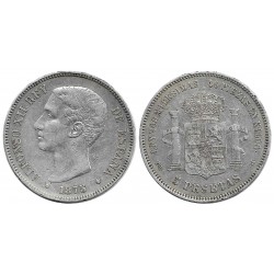 Alfonso XII. 1875*(18-75). 5 Pesetas (BC/BC+) (Plata) Ceca de Madrid DE-M