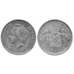 Alfonso XIII. 1893*(18---). 5 Pesetas (MBC-/BC+) (Plata) Ceca de Madrid PG-L