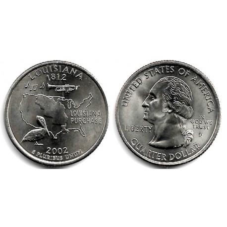 (333) Estados Unidos de América. 2002(D). Quarter Dollar (SC) Louisiana
