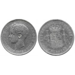 Alfonso XIII. 1898*(18-98). 5 Pesetas (BC+) (Plata)