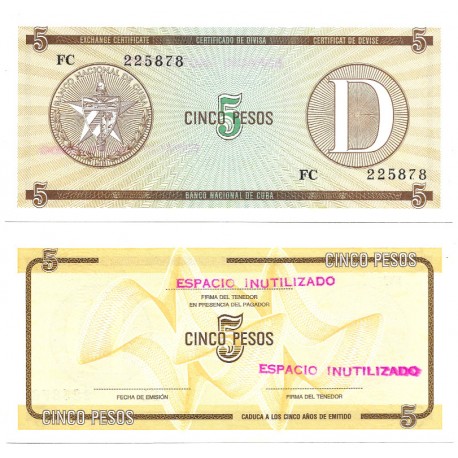 (FX29) Cuba. Sin Fecha. 5 Pesos (SC)