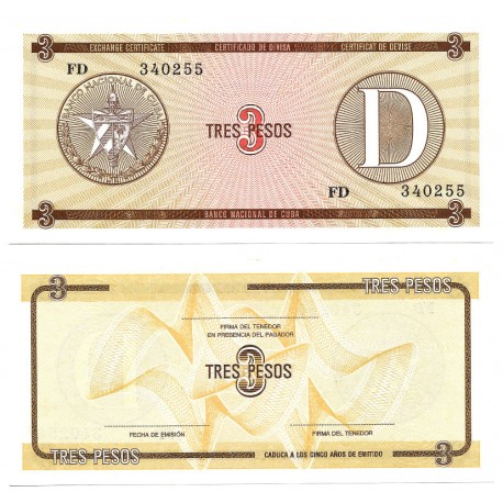 (FX28) Cuba. Sin Fecha. 3 Pesos (SC)