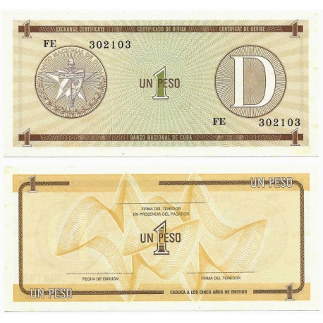 (FX27) Cuba. Sin Fecha. 1 Peso (SC) Leves Manchas